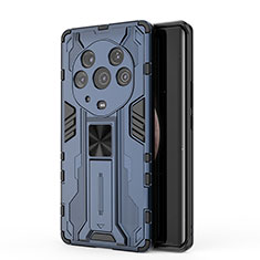 Silikon Hülle Handyhülle und Kunststoff Schutzhülle Hartschalen Tasche mit Magnetisch Ständer KC1 für Huawei Honor Magic3 Pro+ Plus 5G Blau