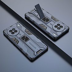 Silikon Hülle Handyhülle und Kunststoff Schutzhülle Hartschalen Tasche mit Magnetisch Ständer KC1 für Vivo X90 5G Blau