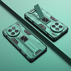 Silikon Hülle Handyhülle und Kunststoff Schutzhülle Hartschalen Tasche mit Magnetisch Ständer KC1 für Vivo X90 Pro 5G Grün