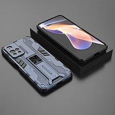 Silikon Hülle Handyhülle und Kunststoff Schutzhülle Hartschalen Tasche mit Magnetisch Ständer KC1 für Xiaomi Mi 11i 5G (2022) Blau