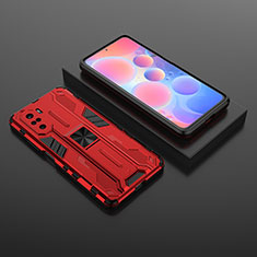Silikon Hülle Handyhülle und Kunststoff Schutzhülle Hartschalen Tasche mit Magnetisch Ständer KC1 für Xiaomi Mi 11i 5G Rot