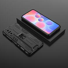 Silikon Hülle Handyhülle und Kunststoff Schutzhülle Hartschalen Tasche mit Magnetisch Ständer KC1 für Xiaomi Mi 11i 5G Schwarz