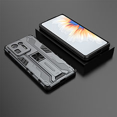 Silikon Hülle Handyhülle und Kunststoff Schutzhülle Hartschalen Tasche mit Magnetisch Ständer KC1 für Xiaomi Mi Mix 4 5G Grau