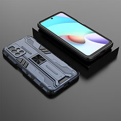 Silikon Hülle Handyhülle und Kunststoff Schutzhülle Hartschalen Tasche mit Magnetisch Ständer KC1 für Xiaomi Redmi 10 (2022) Blau