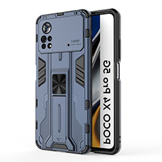 Silikon Hülle Handyhülle und Kunststoff Schutzhülle Hartschalen Tasche mit Magnetisch Ständer KC1 für Xiaomi Redmi Note 11E Pro 5G Blau