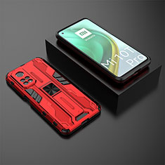 Silikon Hülle Handyhülle und Kunststoff Schutzhülle Hartschalen Tasche mit Magnetisch Ständer KC2 für Xiaomi Mi 10T 5G Rot