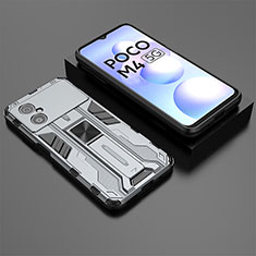 Silikon Hülle Handyhülle und Kunststoff Schutzhülle Hartschalen Tasche mit Magnetisch Ständer KC2 für Xiaomi Poco M4 5G Grau