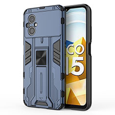 Silikon Hülle Handyhülle und Kunststoff Schutzhülle Hartschalen Tasche mit Magnetisch Ständer KC2 für Xiaomi Poco M5 4G Blau