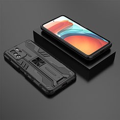 Silikon Hülle Handyhülle und Kunststoff Schutzhülle Hartschalen Tasche mit Magnetisch Ständer KC2 für Xiaomi Poco X3 GT 5G Schwarz
