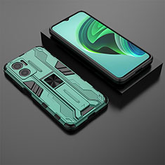 Silikon Hülle Handyhülle und Kunststoff Schutzhülle Hartschalen Tasche mit Magnetisch Ständer KC2 für Xiaomi Redmi 10 5G Grün