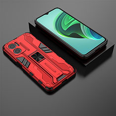 Silikon Hülle Handyhülle und Kunststoff Schutzhülle Hartschalen Tasche mit Magnetisch Ständer KC2 für Xiaomi Redmi 10 5G Rot