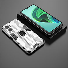 Silikon Hülle Handyhülle und Kunststoff Schutzhülle Hartschalen Tasche mit Magnetisch Ständer KC2 für Xiaomi Redmi 10 5G Weiß