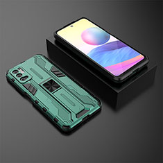 Silikon Hülle Handyhülle und Kunststoff Schutzhülle Hartschalen Tasche mit Magnetisch Ständer KC2 für Xiaomi Redmi Note 11 SE 5G Grün