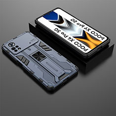 Silikon Hülle Handyhülle und Kunststoff Schutzhülle Hartschalen Tasche mit Magnetisch Ständer KC2 für Xiaomi Redmi Note 11E Pro 5G Blau