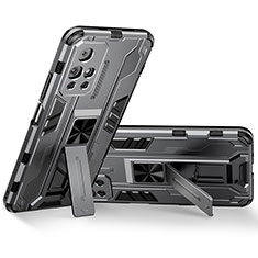 Silikon Hülle Handyhülle und Kunststoff Schutzhülle Hartschalen Tasche mit Magnetisch Ständer KC3 für Xiaomi Redmi Note 11T 5G Grau
