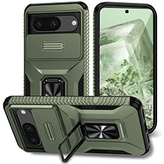 Silikon Hülle Handyhülle und Kunststoff Schutzhülle Hartschalen Tasche mit Magnetisch Ständer MQ1 für Google Pixel 8 5G Grün