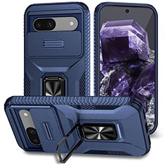 Silikon Hülle Handyhülle und Kunststoff Schutzhülle Hartschalen Tasche mit Magnetisch Ständer MQ1 für Google Pixel 8a 5G Blau