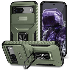 Silikon Hülle Handyhülle und Kunststoff Schutzhülle Hartschalen Tasche mit Magnetisch Ständer MQ1 für Google Pixel 8a 5G Grün