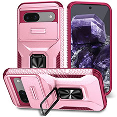 Silikon Hülle Handyhülle und Kunststoff Schutzhülle Hartschalen Tasche mit Magnetisch Ständer MQ1 für Google Pixel 8a 5G Pink
