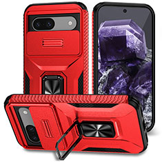 Silikon Hülle Handyhülle und Kunststoff Schutzhülle Hartschalen Tasche mit Magnetisch Ständer MQ1 für Google Pixel 8a 5G Rot