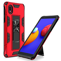 Silikon Hülle Handyhülle und Kunststoff Schutzhülle Hartschalen Tasche mit Magnetisch Ständer MQ1 für Samsung Galaxy A01 Core Rot