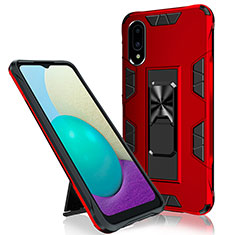 Silikon Hülle Handyhülle und Kunststoff Schutzhülle Hartschalen Tasche mit Magnetisch Ständer MQ1 für Samsung Galaxy A02 Rot