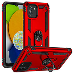 Silikon Hülle Handyhülle und Kunststoff Schutzhülle Hartschalen Tasche mit Magnetisch Ständer MQ1 für Samsung Galaxy A03 Rot