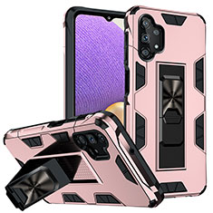 Silikon Hülle Handyhülle und Kunststoff Schutzhülle Hartschalen Tasche mit Magnetisch Ständer MQ1 für Samsung Galaxy A32 4G Rosegold