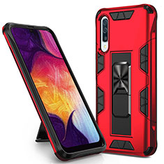 Silikon Hülle Handyhülle und Kunststoff Schutzhülle Hartschalen Tasche mit Magnetisch Ständer MQ1 für Samsung Galaxy A50 Rot