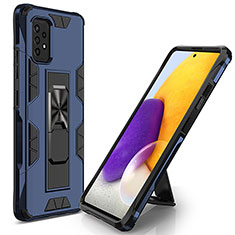 Silikon Hülle Handyhülle und Kunststoff Schutzhülle Hartschalen Tasche mit Magnetisch Ständer MQ1 für Samsung Galaxy A52 4G Blau