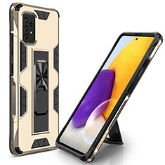 Silikon Hülle Handyhülle und Kunststoff Schutzhülle Hartschalen Tasche mit Magnetisch Ständer MQ1 für Samsung Galaxy A52 4G Gold