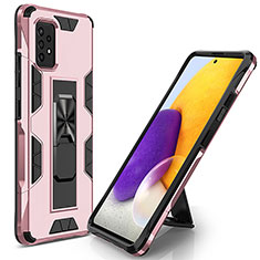 Silikon Hülle Handyhülle und Kunststoff Schutzhülle Hartschalen Tasche mit Magnetisch Ständer MQ1 für Samsung Galaxy A52 4G Rosegold