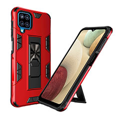 Silikon Hülle Handyhülle und Kunststoff Schutzhülle Hartschalen Tasche mit Magnetisch Ständer MQ1 für Samsung Galaxy F12 Rot