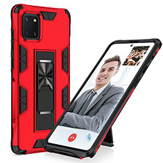 Silikon Hülle Handyhülle und Kunststoff Schutzhülle Hartschalen Tasche mit Magnetisch Ständer MQ1 für Samsung Galaxy M60s Rot