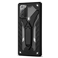 Silikon Hülle Handyhülle und Kunststoff Schutzhülle Hartschalen Tasche mit Magnetisch Ständer N03 für Samsung Galaxy Note 20 5G Schwarz