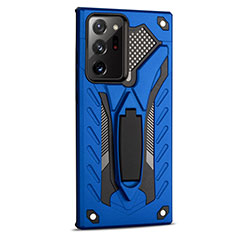 Silikon Hülle Handyhülle und Kunststoff Schutzhülle Hartschalen Tasche mit Magnetisch Ständer N03 für Samsung Galaxy Note 20 Ultra 5G Blau