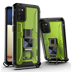 Silikon Hülle Handyhülle und Kunststoff Schutzhülle Hartschalen Tasche mit Magnetisch Ständer Q01W für Samsung Galaxy A02s Grün