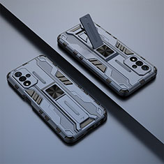 Silikon Hülle Handyhülle und Kunststoff Schutzhülle Hartschalen Tasche mit Magnetisch Ständer T01 für Oppo A93s 5G Blau