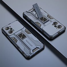 Silikon Hülle Handyhülle und Kunststoff Schutzhülle Hartschalen Tasche mit Magnetisch Ständer T01 für Oppo K10 Pro 5G Blau