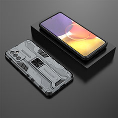 Silikon Hülle Handyhülle und Kunststoff Schutzhülle Hartschalen Tasche mit Magnetisch Ständer T01 für Samsung Galaxy A54 5G Grau