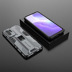 Silikon Hülle Handyhülle und Kunststoff Schutzhülle Hartschalen Tasche mit Magnetisch Ständer T02 für Oppo A95 5G Grau