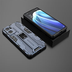 Silikon Hülle Handyhülle und Kunststoff Schutzhülle Hartschalen Tasche mit Magnetisch Ständer T02 für Oppo Find X5 Lite 5G Blau