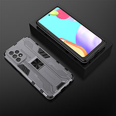 Silikon Hülle Handyhülle und Kunststoff Schutzhülle Hartschalen Tasche mit Magnetisch Ständer T02 für Samsung Galaxy A52s 5G Grau