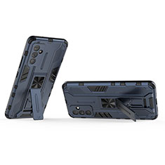 Silikon Hülle Handyhülle und Kunststoff Schutzhülle Hartschalen Tasche mit Magnetisch Ständer T02 für Samsung Galaxy A82 5G Blau