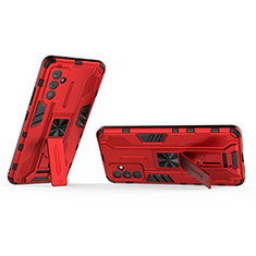 Silikon Hülle Handyhülle und Kunststoff Schutzhülle Hartschalen Tasche mit Magnetisch Ständer T02 für Samsung Galaxy A82 5G Rot