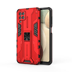 Silikon Hülle Handyhülle und Kunststoff Schutzhülle Hartschalen Tasche mit Magnetisch Ständer T04 für Samsung Galaxy M12 Rot