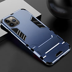 Silikon Hülle Handyhülle und Kunststoff Schutzhülle Hartschalen Tasche mit Ständer A01 für Apple iPhone 14 Pro Max Blau