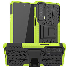 Silikon Hülle Handyhülle und Kunststoff Schutzhülle Hartschalen Tasche mit Ständer A01 für Motorola Moto Edge 20 5G Grün