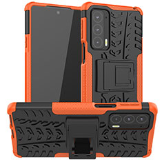 Silikon Hülle Handyhülle und Kunststoff Schutzhülle Hartschalen Tasche mit Ständer A01 für Motorola Moto Edge 20 5G Orange