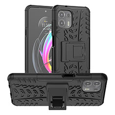 Silikon Hülle Handyhülle und Kunststoff Schutzhülle Hartschalen Tasche mit Ständer A01 für Motorola Moto Edge 20 Lite 5G Schwarz